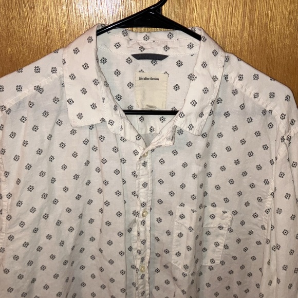 EUC life after denim cotton and linen blend long sleeve shirt. Cool blue print - Picture 2 of 4